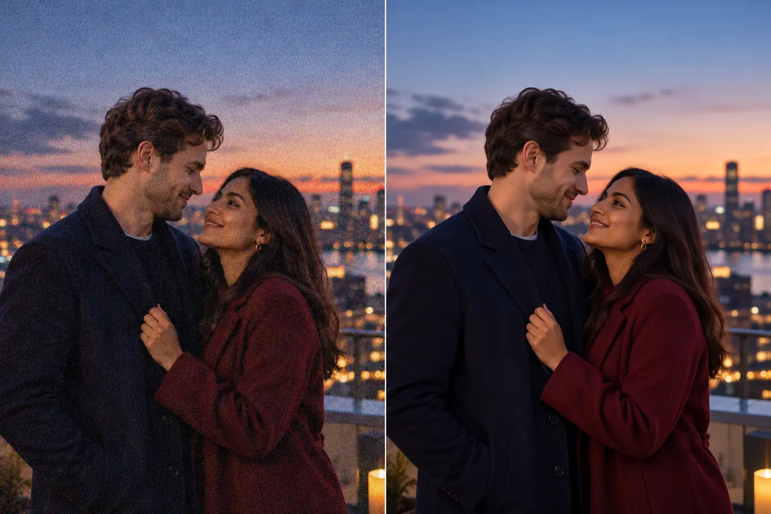 Low-light couple photos