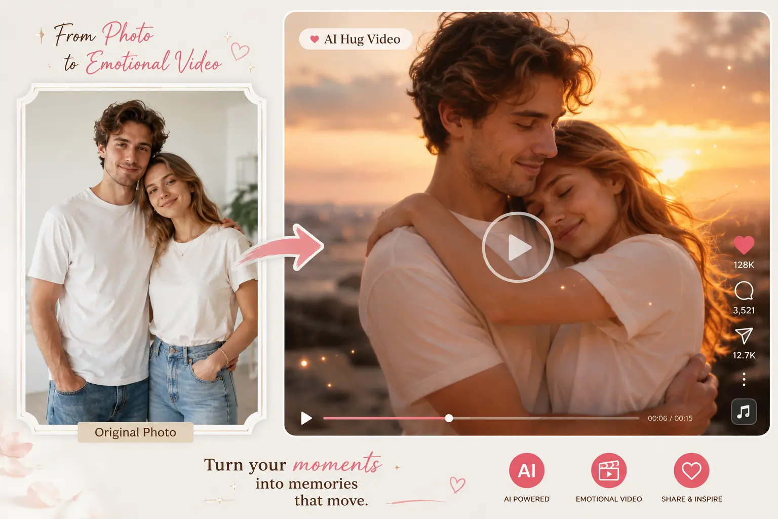 Genera video di abbracci di coppia