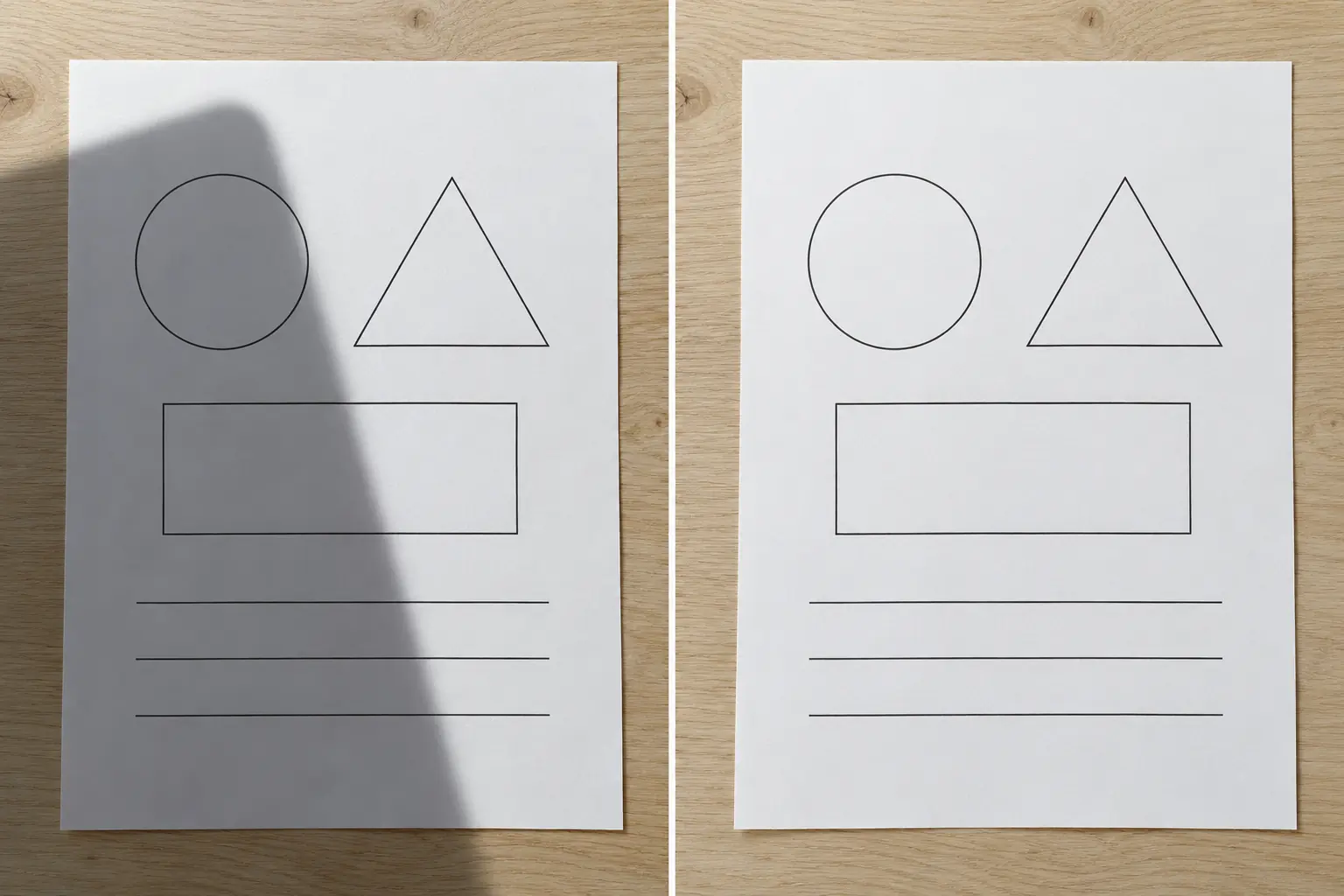 Remove a phone or hand shadow from paper