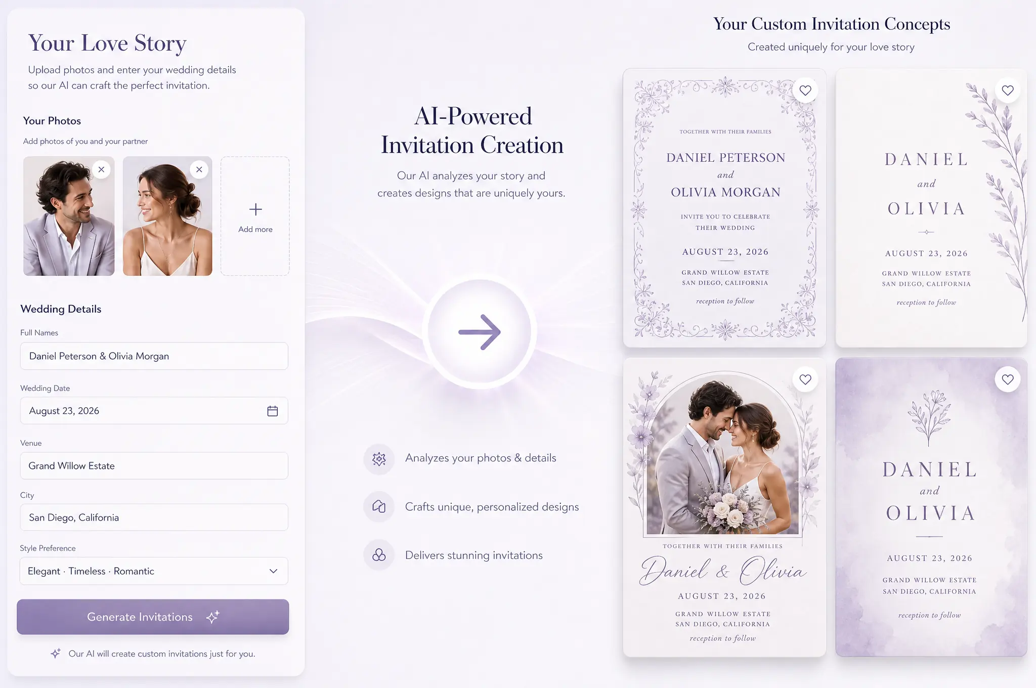 Personalize Wedding Cards in seconds