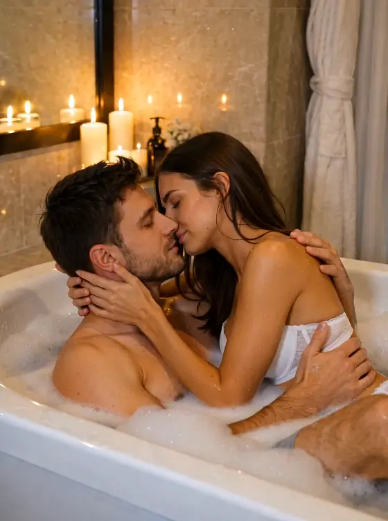 Kuss in der Badewanne