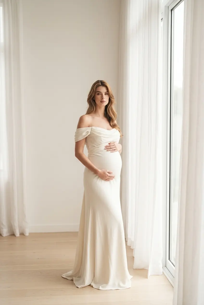 White Dress Maternity Photos