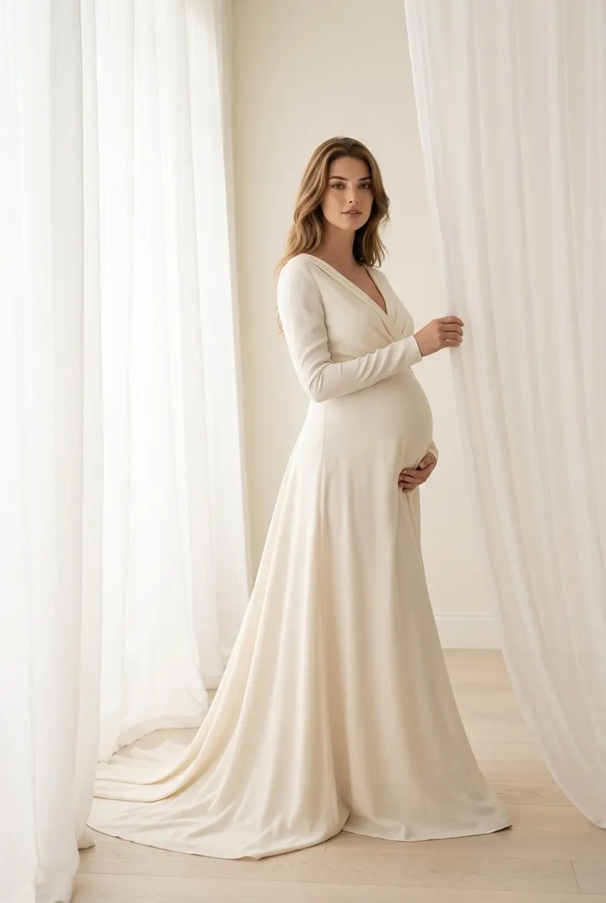 White Dress Maternity Photos